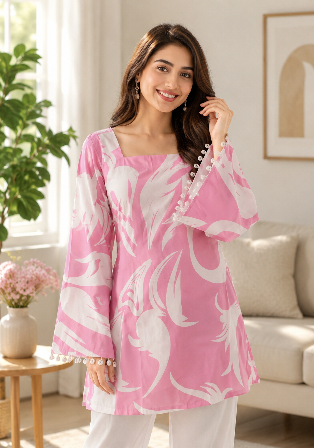 Pink short kurti for girls