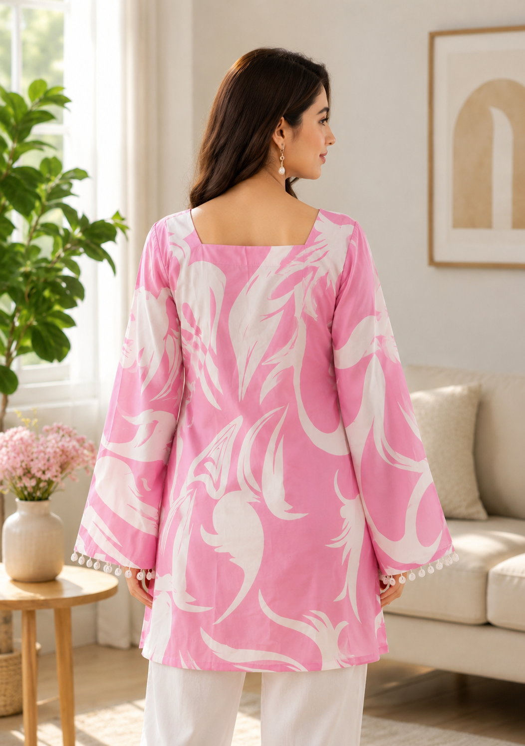 Pink short kurti for girls