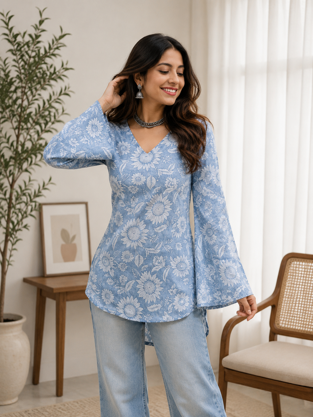 Stylish Women’s Printed Rayon Straight Kurti | Full Sleeve Ethnic Kurta for Office, Casual & Daily Wear