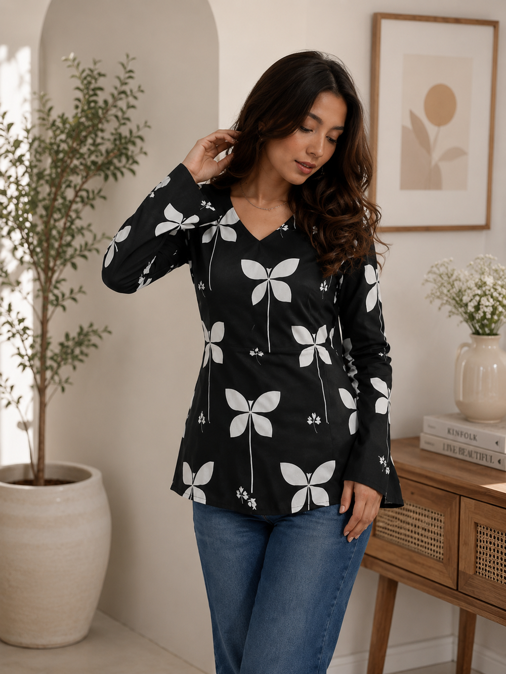 Black Short Kurti For Women And Girl