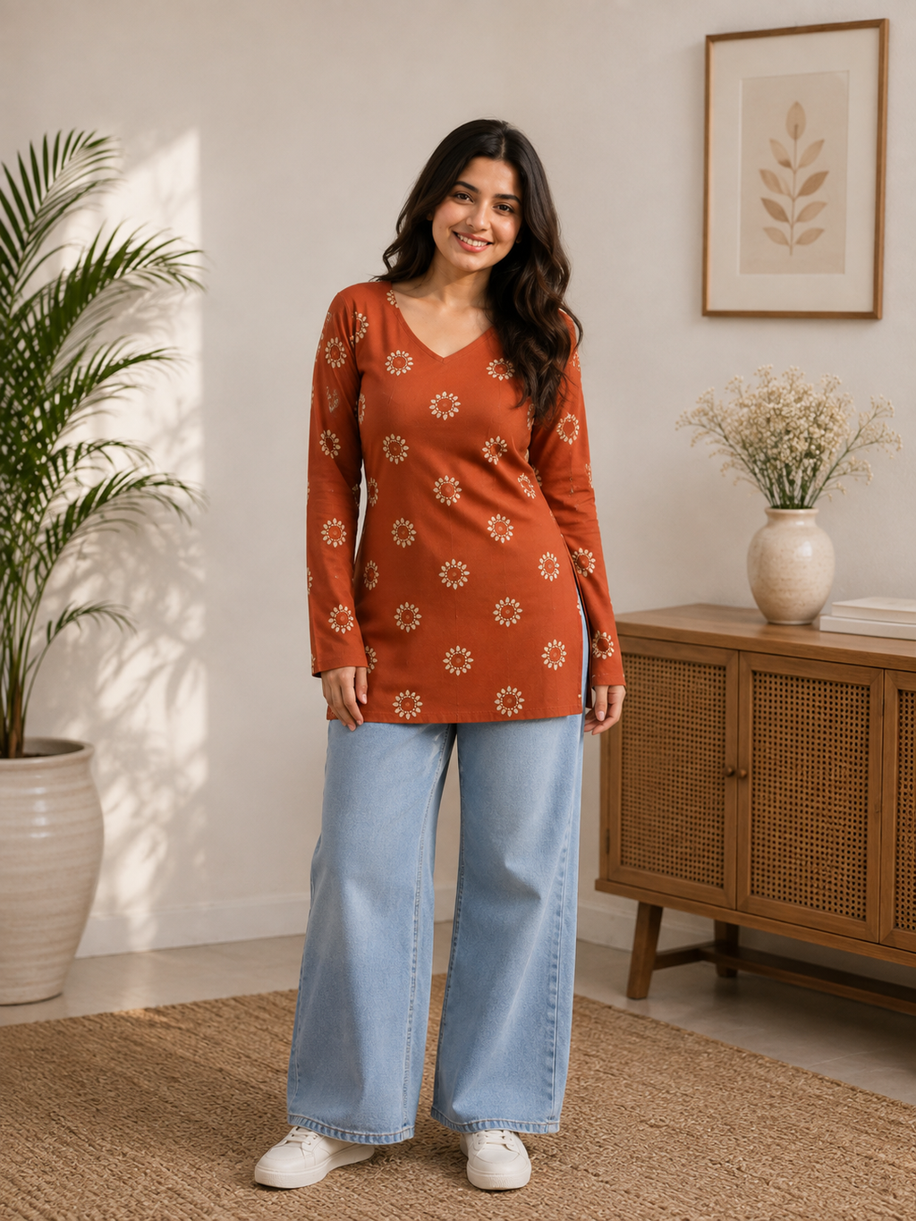 tha beutifull womane bell top awsome print