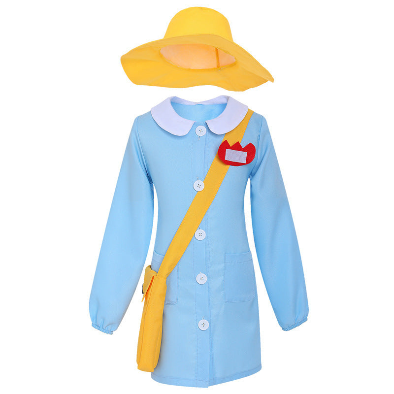 Teacher Halloween Cosplay Costume, Adult Multi-Size, Two-Tone Japanese Kindergarten Uniform, Long Sleeve