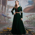 Halloween Brave Story Character Merida Women's Green Vintage Royal Long Dress Cosplay Costume